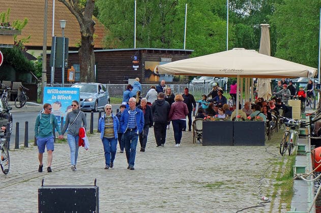 Port of Greifswald Eldena Many citizens of the Hanseatic City of Greifswald and the surrounding area enjoy the newly won freedom 24 05 2021 Greifswald Eldena Lockdown