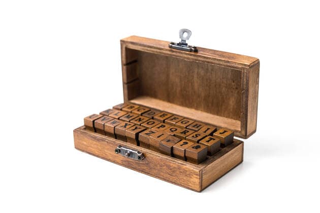 Letters wood stamped in wood box Copyright: xPongphanxRuengchaix 19498388