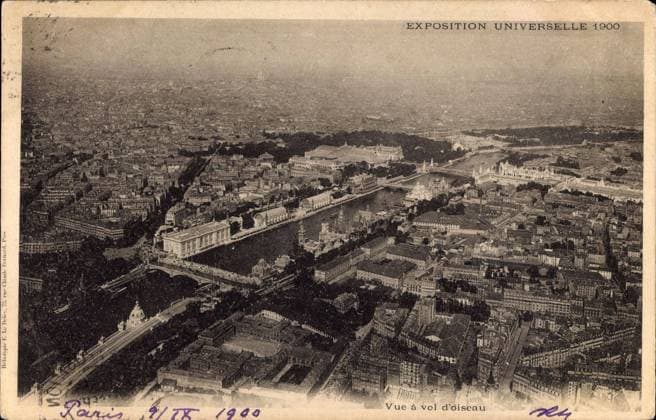 Paris, Expo, Worlds Fair 1900, aerial view of the city