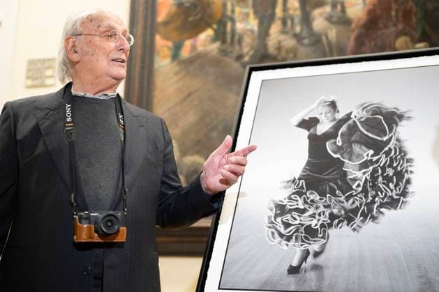 May 26, 2021, Madrid, Spain: Film director and photographer Carlos Saura attends to presentation of his work Lola Flores, Sevillanas 1992 at Circulo de Bellas Artes in Madrid..The limited edition consists of some Fotosaurios as a need for the artist to return to his analog works and perform an intervention with painting techniques. Madrid Spain - ZUMAs197 20210526_zaa_s197_082 Copyright: xOscarxFuentesx