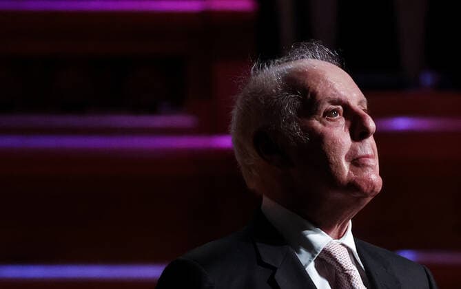 MOSCOW, RUSSIA - MAY 26, 2021: Israeli pianist and conductor Daniel Barenboim, the six-time Grammy winner, gives a solo concert at the Great Hall of the Moscow Tchaikovsky Conservatory. He dedicates the event to his late fellow pianist, friend and father-in-law Dmitry Bashkirov. Vyacheslav Prokofyev TASS  TS10176B