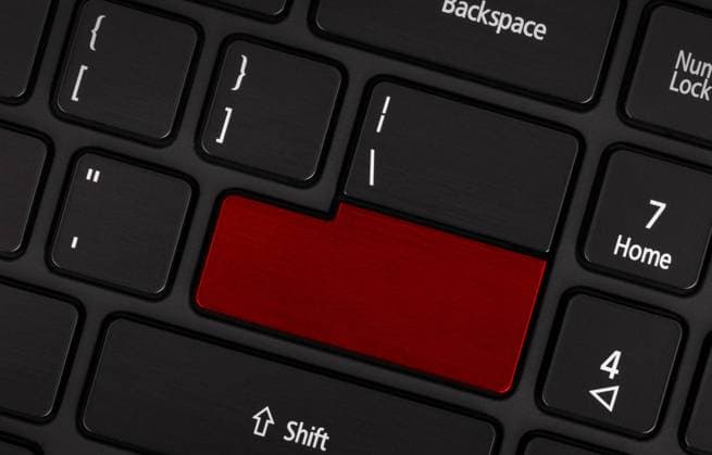 Laptop computer keyboard with blank red button for text Copyright: xMichaxKlootwijkx 21971434