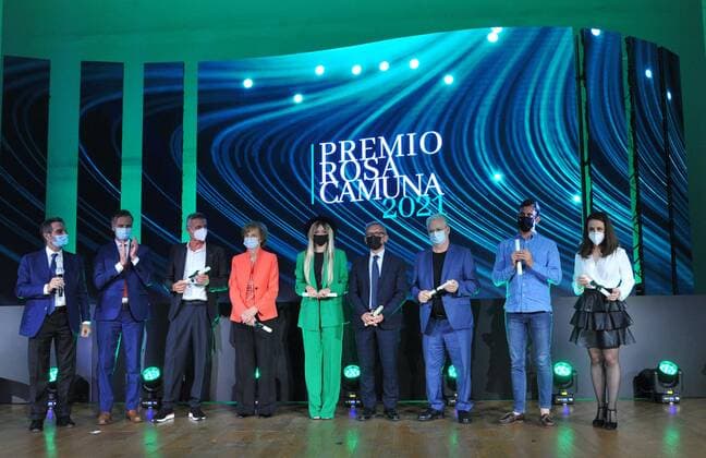 foto ipp marmorino milano 28 05 2021 Premio Rosa Camuna In the photo Iginio Massari, Annarosa Racca , Attilio Fontana , Ferri regione lombardia premio rosa  0