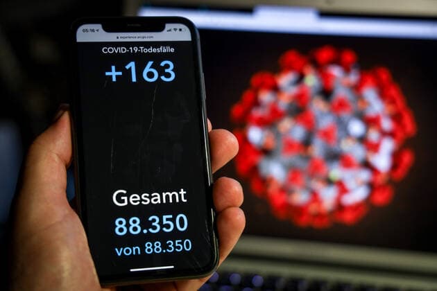 Coronavirus in Germany Covid 19 Dashboard of the Robert Koch Institute 29 05 2021 Robert Koch Institute 7 days Incidence 37.5 7 days Number of cases 31 150 COVID 19 cases 3 675 296 Addition of 5 426 compared to the previous day COVID 19 deaths 88 350 Addition of 163 compared to the previous day