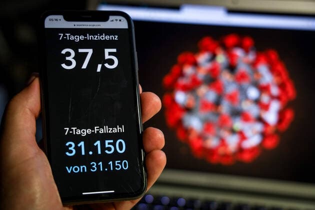 Coronavirus in Germany Covid 19 Dashboard of the Robert Koch Institute 29 05 2021 Robert Koch Institute 7 days Incidence 37.5 7 days Number of cases 31 150 COVID 19 cases 3 675 296 Addition of 5 426 compared to the previous day COVID 19 deaths 88 350 Addition of 163 compared to the previous day