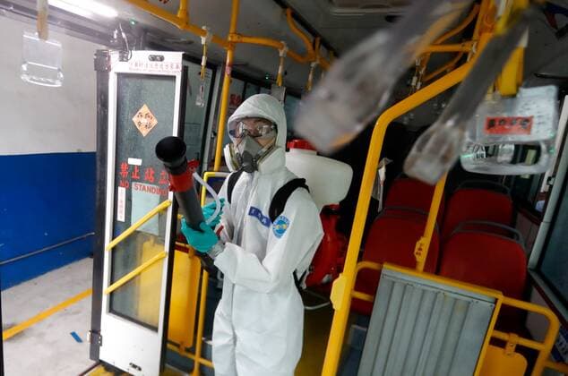May 29, 2021, Taipei, Taipei, Taiwan: A military officer disinfects a special bus for quarantine passengers at a fire station, where buses and taxis that carried quarantined persons are spread with disinfectant, following a surge of domestic COVID-19 cases. According to the soldier, he and his teammates have to disinfect several buses and 20 taxies, alternative, as more people are tested positive for COVID-19 amid a domestic outbreak. Taipei Taiwan - ZUMAs313 20210529_zip_s313_018 Copyright: xDanielxCengxShou-Yix