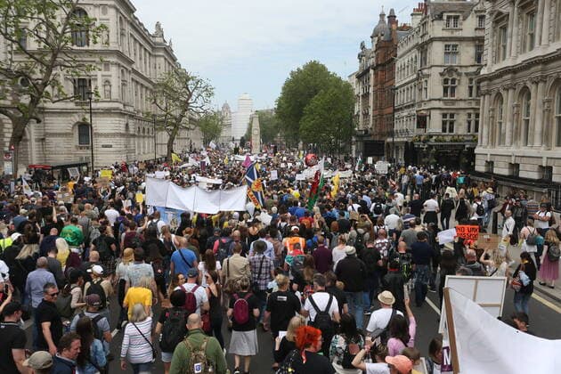 . 29 05 2021. London, United Kingdom. Anti Lockdown Protest. Anti Lockdown, vaccination and conspiracy theory groups hold protest at London s Parliament Square  xMartynxWheatleyx xi-Imagesx IIM-22218-0014