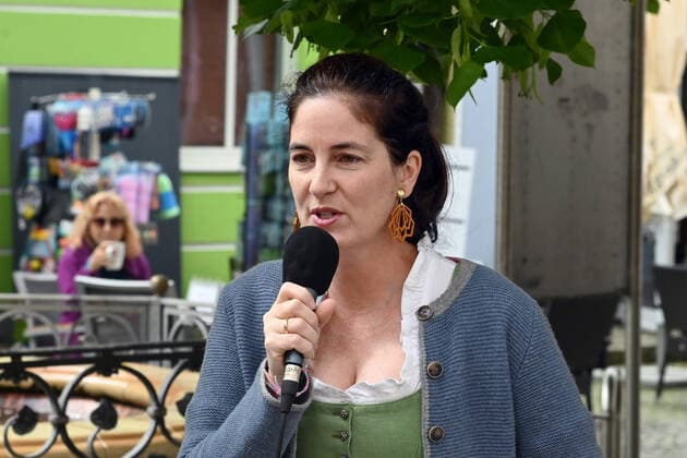 First of four parts of the event Hausmusikroas , with local folk musicians, on squares of the town of Gmunden, in the Upp