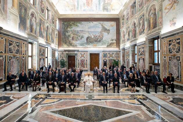 May 31,2021 : Pope Francis received in Audience the Delegation of the Italian Basketball Federation on the occasion of the centenary of the birth of the Federation at the Apostolic Palace in the Vatican.  Copyright: x VATICANxMEDIAx CPPx xIPAx x CatholicxPressxPhotox