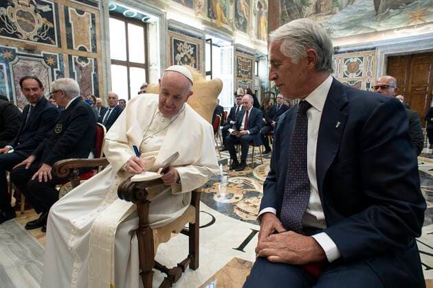 May 31,2021 : Pope Francis received in Audience the Delegation of the Italian Basketball Federation on the occasion of the centenary of the birth of the Federation at the Apostolic Palace in the Vatican.  Copyright: x VATICANxMEDIAx CPPx xIPAx x CatholicxPressxPhotox
