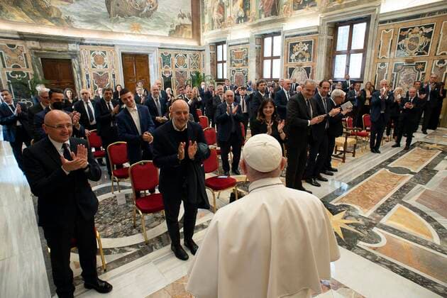May 31,2021 : Pope Francis received in Audience the Delegation of the Italian Basketball Federation on the occasion of the centenary of the birth of the Federation at the Apostolic Palace in the Vatican.  Copyright: x VATICANxMEDIAx CPPx xIPAx x CatholicxPressxPhotox