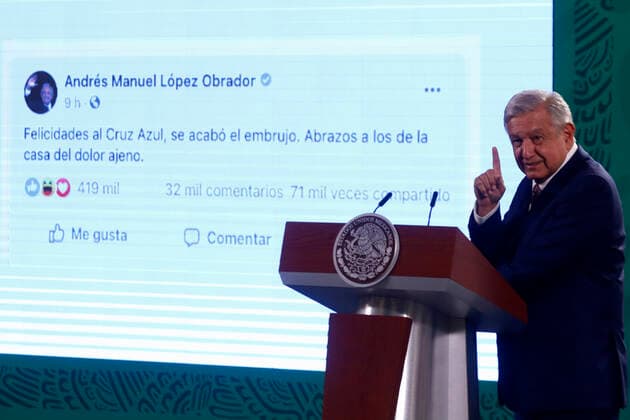 Mexico s President Lopez Obrador Daily Briefing Mexico s President Lopez Obrador gesticulating during his speech in Daily briefing conference at National Palace on May 31, 2021 in Mexico City, Mexico. Mexico City Mexico group-mexicosp210531_np4JG  Copyright: xEyepixx