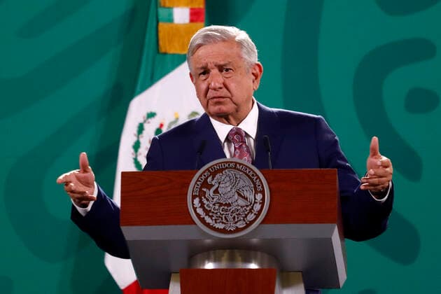 Mexico s President Lopez Obrador Daily Briefing Mexico s President Lopez Obrador gesticulating during his speech in Daily briefing conference at National Palace on May 31, 2021 in Mexico City, Mexico. Mexico City Mexico group-mexicosp210531_npKNf  Copyright: xEyepixx