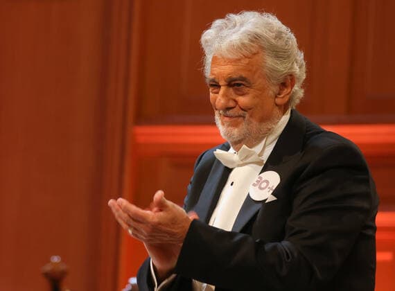 MOSCOW, RUSSIA - MAY 31, 2021: Spanish tenor Placido Domingo performs at the 10th Oleg Yankovsky Creative Discovery Award ceremony as part of the 2021 Chereshnevy Les Wild Cherry Forest Open Art Festival in the Grand Hall of Moscowâ€™s Tchaikovsky Conservatory. Vyacheslav Prokofyev TASS  TS1024B1