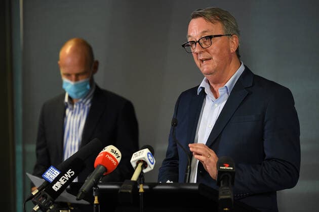 MARTIN FOLEY COVID19 PRESSER, Victorian Minister for Health Martin Foley speaks to the media during a press conference in Melbourne, Tuesday, June 1, 2021. ( NO ARCHIVING, EDITORIAL USE ONLY, NO USE IN BOOKS WITHOUT CONSENT MELBOURNE VIC AUSTRALIA  Copyright: xJAMESxROSSx 20210601001546572031