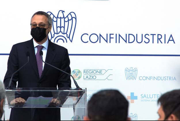 Rome, Inauguration of the new vaccination hub located at the Confindustria headquarters. Pictured: Carlo Bonomi president of Confindustria  Copyright: xPieroxTenaglix xIPAx xPieroxTenaglix