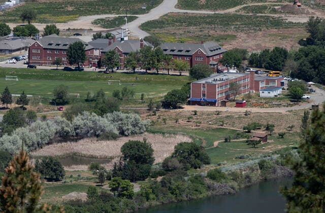 June 1, 2021, Kamloops, BC, Canada: The former Kamloops Indian Residential School is seen in Kamloops, B.C., on Tuesday, June 1, 2021. The remains of 215 children have been discovered buried near the former school. Kamloops Canada  - ZUMAc35_ 20210601_zaf_c35_118 Copyright: xDarrylxDyckx