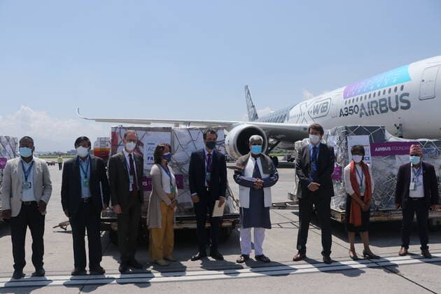 Support of medical supplies by France s Government to Nepal in its fight against Covid-19 Nepal receives 7-tons of humanitarian cargo consist of medical equipment sent from France s government in order to combat the covid-19 crisis in Nepal. Kathmandu 03-Bagmati Nepal Copyright: AbhishekxMaharjan
