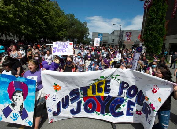 June 2, 2021, TROIS-RIVIERES, PQ, Canada: Thousands of people take part in a rally in support of Joyce Echaquan in Trois-Rivieres, Que., Wednesday, June 2, 2021. Echaquan, a 37-year-old Atikamekw mother of seven, filmed herself on Facebook Live as a nurse and an orderly were heard making derogatory comments toward her shortly before she died last September at a hospital northeast of Montreal. TROIS-RIVIERES Canada - ZUMAc35_ 20210602_zaf_c35_043 Copyright: xRyanxRemiorzx