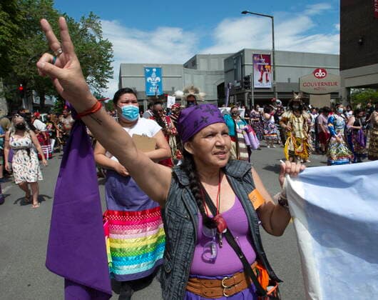 June 2, 2021, TROIS-RIVIERES, PQ, Canada: Thousands of people take part in a rally in support of Joyce Echaquan in Trois-Rivieres, Que., Wednesday, June 2, 2021. Echaquan, a 37-year-old Atikamekw mother of seven, filmed herself on Facebook Live as a nurse and an orderly were heard making derogatory comments toward her shortly before she died last September at a hospital northeast of Montreal. TROIS-RIVIERES Canada - ZUMAc35_ 20210602_zaf_c35_050 Copyright: xRyanxRemiorzx