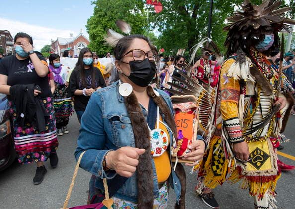 June 2, 2021, TROIS-RIVIERES, PQ, Canada: Thousands of people take part in a rally in support of Joyce Echaquan in Trois-Rivieres, Que., Wednesday, June 2, 2021. Echaquan, a 37-year-old Atikamekw mother of seven, filmed herself on Facebook Live as a nurse and an orderly were heard making derogatory comments toward her shortly before she died last September at a hospital northeast of Montreal. TROIS-RIVIERES Canada - ZUMAc35_ 20210602_zaf_c35_049 Copyright: xRyanxRemiorzx