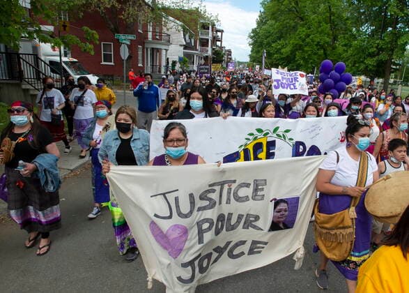 June 2, 2021, TROIS-RIVIERES, PQ, Canada: Thousands of people take part in a rally in support of Joyce Echaquan in Trois-Rivieres, Que., Wednesday, June 2, 2021. Echaquan, a 37-year-old Atikamekw mother of seven, filmed herself on Facebook Live as a nurse and an orderly were heard making derogatory comments toward her shortly before she died last September at a hospital northeast of Montreal. TROIS-RIVIERES Canada - ZUMAc35_ 20210602_zaf_c35_052 Copyright: xRyanxRemiorzx