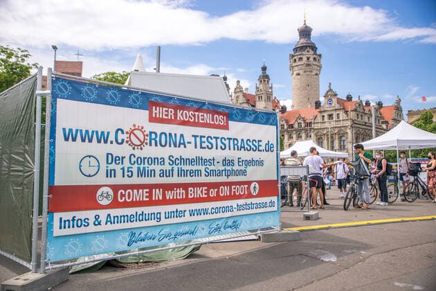 A quick test station in the Leipzig center At the Wilhelm Leuschner place the Internet side corona teststrasse de operates a so-called Bike in quick test center Up-to-date various centers stand in the criticism because there are country widely no test procedures and thus large-scale fraud is possible