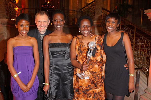 Womens World Award 05 03 2009 Author Esther Mujawayo Keiner 2 v r husband Helmut Keiner Daughters Anna Dushime 3 v l Amelia Umuhire r Amanda Mukasonga at Vienna City Hall, Friedrich Schmidt Platz 1, at the party after the Women World Awards 05 03 2009 Â