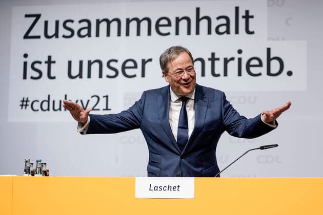 Presentation of the state list for the federal election of the CDU North Rhine Westphalia Current, Duesseldorf, Armin Laschet CDU Chairman, MdL and State Premier of North Rhine Westphalia at the state representatives meeting Presentation of the state list for the federal election 2021 at the Maritim Hotel in Duesseldorf Duesseldorf North Rhine Westphalia Germany