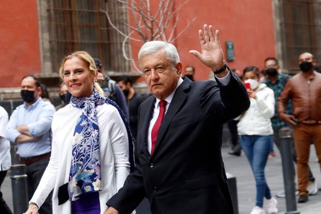 Lopez Obrador Mexical Legislative Elections 2021 MEXICO CITY, MEXICO - JUNE 6: Mexico s President AndrÃ s Manuel Lopez Obrador accompanied by his wife Beatriz Gutierrez Müller after voting at the polling place located at the Archbishop s Museum during Mexican Legislative elections to elect federal deputies , Mexico s mayors and Councilman on June 6, 2021 in Mexico City, Mexico. Copyright: xLuisxBarronx EYEPIXGROUP_LB_06062021_8322