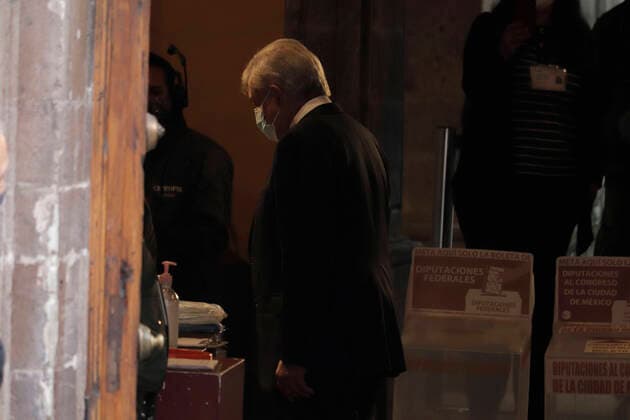 Elections In Mexico Andre s Manuel Lopez Obrador, President of Mexico, inside the facilities of the Museum of the Ministry of Finance and Public Credit located in the Zocalo of Mexico City, where he cast his vote that will define the holders of the 16 mayoralties, 160 city councils and the 66 seats in the Congress of Mexico City, as well as for the first time a migrant deputy. Mexico City Mexico vieyra-notitle210606_npw93  Copyright: xGerardoxVieyrax