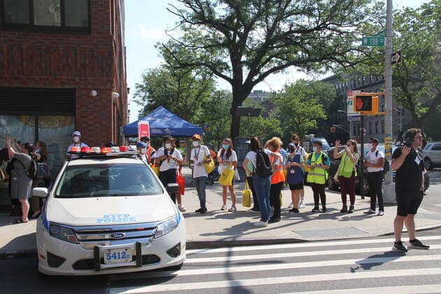June 6, 2021, Harlem, New York, USA: The US First Lady and Dr. Fauci, White House Chief Medical Advisor to the President and Director of the National Institute of Allergy and Infectious Diseases at the National Institutes of Health, visit a vaccination clinic at Abyssinian Baptist Church in Harlem, New York. There was a protest of few people at the local.  Copyright: xNiyixFotex