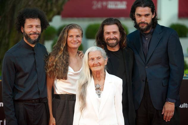 June 6, 2021, Malaga, Spain: Spanish actress, Benedicta Sanchez (C) poses accompanied by friends, for photographers at the red carpet inside Miramar Hotel..The new edition of the 24th Malaga Spanish Film Festival, a great cinematographic event in Spain, presents film candidates to win the Biznaga de Oro prize, following all measures to prevent the spread of coronavirus and to guarantee a secure event. The festival will be held from 3rd to 13th June. Malaga Spain - ZUMAs197 20210606_zaa_s197_221 Copyright: xJesusxMeridax