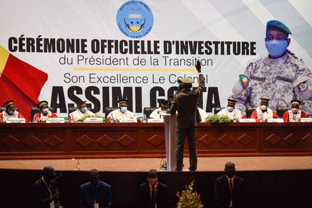 Bilder des Jahres 2021, News 06 Juni News Themen der Woche KW23 News Bilder des Tages His Excellency Colonel Assimi Goita was sworn in during the inauguration ceremony of the President of the Transition, which took place this Monday, June 7, at the International Conference Center of Bamako (CICB).  NicolasxRemenex xLexPictorium LePictorium_0248521