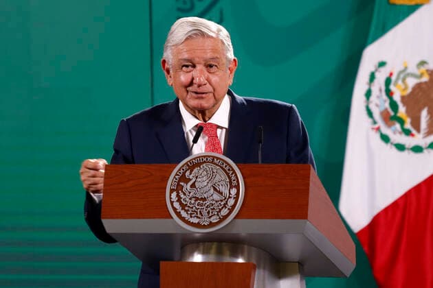 President Lopez Obrador Mexican Elections Press Conference MEXICO CITY, MEXICO - JUNE 7: Mexican President Andres Manuel Lopez Obrador during daily briefing speaks about advance of the Mexican legislative elections at national palace on June 7, 2021 in Mexico City, Mexico. Copyright: xLuisxBarronx EYEPIXGROUP_LB_07062021_8521
