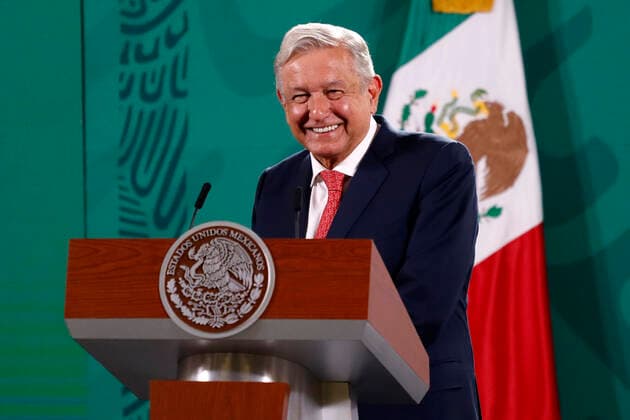 President Lopez Obrador Mexican Elections Press Conference MEXICO CITY, MEXICO - JUNE 7: Mexican President Andres Manuel Lopez Obrador during daily briefing speaks about advance of the Mexican legislative elections at national palace on June 7, 2021 in Mexico City, Mexico. Copyright: xLuisxBarronx EYEPIXGROUP_LB_07062021_8523