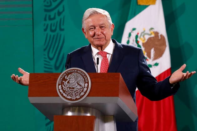 President Lopez Obrador Mexican Elections Press Conference MEXICO CITY, MEXICO - JUNE 7: Mexican President Andres Manuel Lopez Obrador during daily briefing speaks about advance of the Mexican legislative elections at national palace on June 7, 2021 in Mexico City, Mexico. Copyright: xLuisxBarronx EYEPIXGROUP_LB_07062021_8524