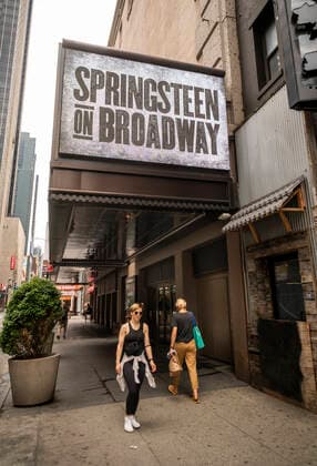 Springsteen on Broadway tickets go on sale The marquee of the St. James Theatre off of Broadway in New York on Tuesday, June 8, 2021 is decorated for the upcoming Springsteen on Broadway . Tickets go on sale on June 10 and show is scheduled to open June 26 with audience members required to show proof of COVID-19 vaccination. The show will be the first Broadway production to open since the March 2020 shutdown. (  RichardxB.xLevine