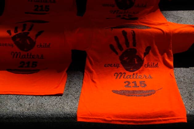 June 8, 2021, Victoria, BC, Canada: Orange shirts, shoes, flowers and messages are displayed on the steps outside the legislature in Victoria, B.C., on Tuesday, June 8, 2021 following a ceremony hosted by the Songhees and Esquimalt First Nations in honour of the 215 residential school children whose remains have been discovered buried near the facility in Kamloops, B.C. Victoria Canada - ZUMAc35_ 20210608_zaf_c35_099 Copyright: xChadxHipolitox