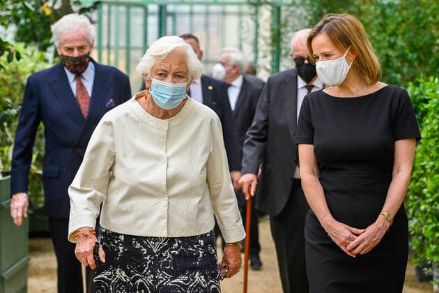 Queen Paola of Belgium and Federation Wallonia - Brussels Minister of Obligatory Education Caroline Desir pictured during the presentation of the Queen Paola Prize for Education 2020-2021, at the Royal Castle in Laken Laeken, Brussels, Wednesday 09 June 2021. This year a special edition, Excellence in Corona Times , of the Prize was organized to reward the teachers who managed to distinguish themselves in their profession during the pandemic and thus prevent the social inequality, early school leaving and the digital divide would further increase. The Prize is aimed at teachers and school teams of primary and secondary education from all networks in the 3 communities.  LAURIExDIEFFEMBACQ 2809902