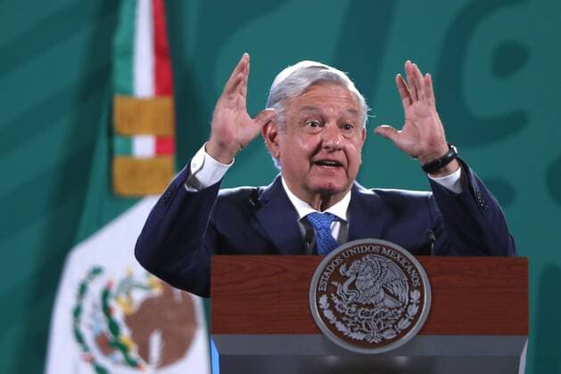The president of Mexico, Andres Manuel Lopez Obrador, speaks today during his morning conference at the National Palace in Mexico City, Mexico 9 June 2021. The president of Mexico, Andres Manuel Lopez Obardor, announced this Wednesday that his government will help the capital authorities in the reconstruction of the bumpy line 12 of the subway, after the electoral disaster that the ruling party had in Mexico City last Sunday. Mexican government will help repair the metro after the electoral disaster !ACHTUNG: NUR REDAKTIONELLE NUTZUNG!  Copyright: xMarioxGuzmánx MEX4307 20210609-637588665904214383