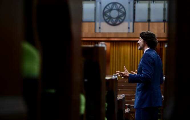 June 9, 2021, Ottawa, on, Canada: Prime Minister Justin Trudeau rises during question period in the House of Commons on Parliament Hill in Ottawa on Wednesday, June 9, 2021. Ottawa Canada  - ZUMAc35_ 20210609_zaf_c35_024 Copyright: xSeanxKilpatrickx