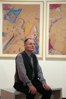 Pressekonferenz am 11.3. zu Günter Brus-Ausstellung Störungszonen, 12. März bis 6. Juni 2016. Anwesend: Günter und Anna Brus, Christoph Buchmann, Wolfgang Muchitsch, Britta Schmitz, Gereon Sievernich, Foto_Matthias Reichelt *** Press conference on 11 3 on Günter Brus exhibition Disturbance Zones, 12 March to 6 June 2016 Present Günter and Anna Brus, Christoph Buchmann, Wolfgang Muchitsch, Britta Schmitz, Gereon Sievernich, photo Matthias Reichelt.