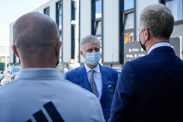 TUBIZE, BELGIUM - JUNE 10 : Royal visit of King Philip at the basecamp of the Belgian Red Devils in Tubize prior to the 16th UEFA 2020 European Football Championship on June 10, 2021 in Tubize, Belgium, 10 06 2021 FOOTBALL : Belgique Activites Media EURO2020 - 10 06 2021 Photonews Panoramic  Photonews Panoramic