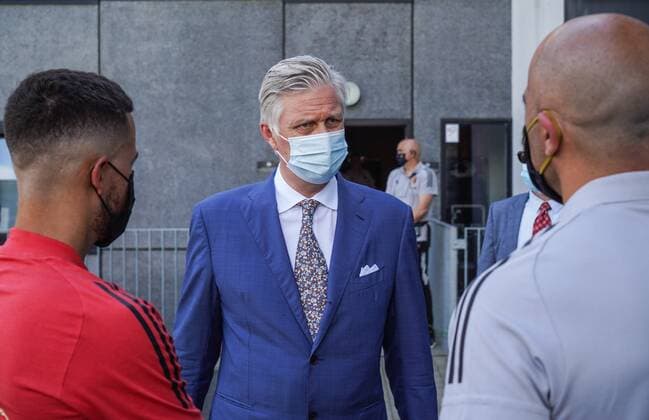 TUBIZE, BELGIUM - JUNE 10 : Royal visit of King Philip at the basecamp of the Belgian Red Devils in Tubize prior to the 16th UEFA 2020 European Football Championship on June 10, 2021 in Tubize, Belgium, 10 06 2021 FOOTBALL : Belgique Activites Media EURO2020 - 10 06 2021 Photonews Panoramic  Photonews Panoramic