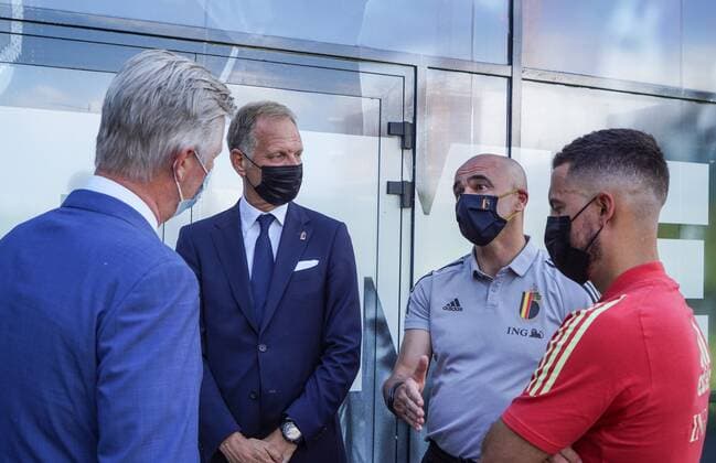 TUBIZE, BELGIUM - JUNE 10 : Royal visit of King Philip at the basecamp of the Belgian Red Devils in Tubize prior to the 16th UEFA 2020 European Football Championship on June 10, 2021 in Tubize, Belgium, 10 06 2021 FOOTBALL : Belgique Activites Media EURO2020 - 10 06 2021 Photonews Panoramic  Photonews Panoramic