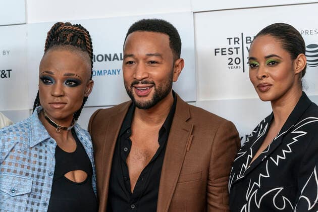 Tribeca Film Festival: The Legend of the Underground Premiere Director Nneka Onuorah, producer John Legend director Giselle Bailey pose at The Legend of the Underground premiere at Tribeca Film Festival at Waterfront Plaza, Battery Park City New York New York United States Copyright: LevxRadin