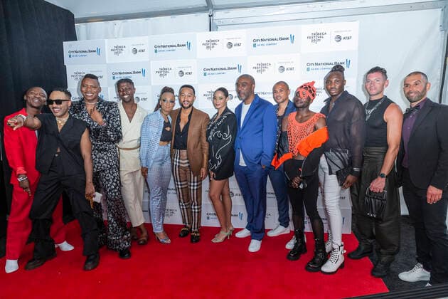 Tribeca Film Festival: The Legend of the Underground Premiere Crew and subjects pose during The Legend of the Underground premiere at Tribeca Film Festival at Waterfront Plaza, Battery Park City. John Legend, producer of the film is 6th from the left, directors Nneka Onuorah (5th on the left) and Giselle Bauley (7th on the left). New York New York United States Copyright: LevxRadin