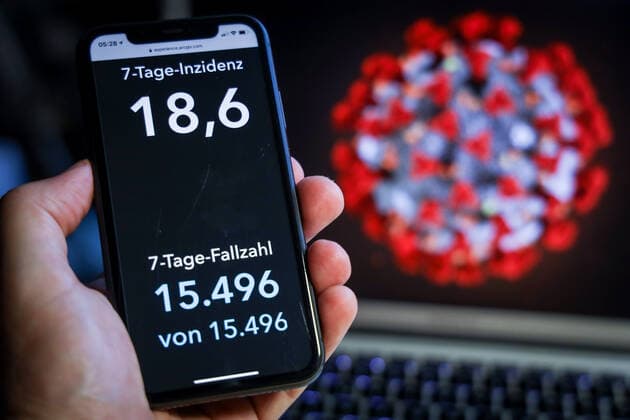 Coronavirus in Germany Covid 19 Dashboard of the Robert Koch Institute 11 06 2021 Robert Koch Institute 7 days Incidence 18.6 7 days Number of cases 15 496 COVID 19 cases 3 711 569 Addition of 2 440 compared to the previous day COVID 19 deaths 89 687 Addition of 102 compared to the previous day