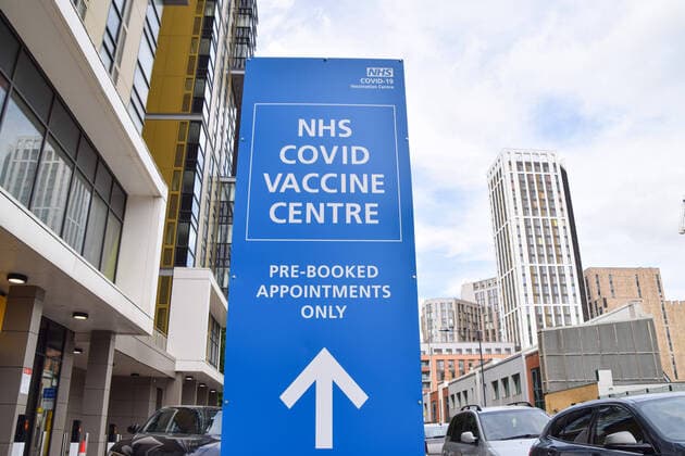 June 11, 2021, London, United Kingdom: NHS covid-19 Vaccine Centre sign seen in Wembley, London. .Over 70 million coronavirus vaccination doses have been given in the UK to date, and over half of the adults have received their second dose. London United Kingdom - ZUMAs197 20210611_zaa_s197_096 Copyright: xVukxValcicx